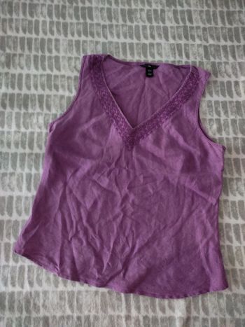 Débardeur violet perles dentelle en lin h&M taille 46