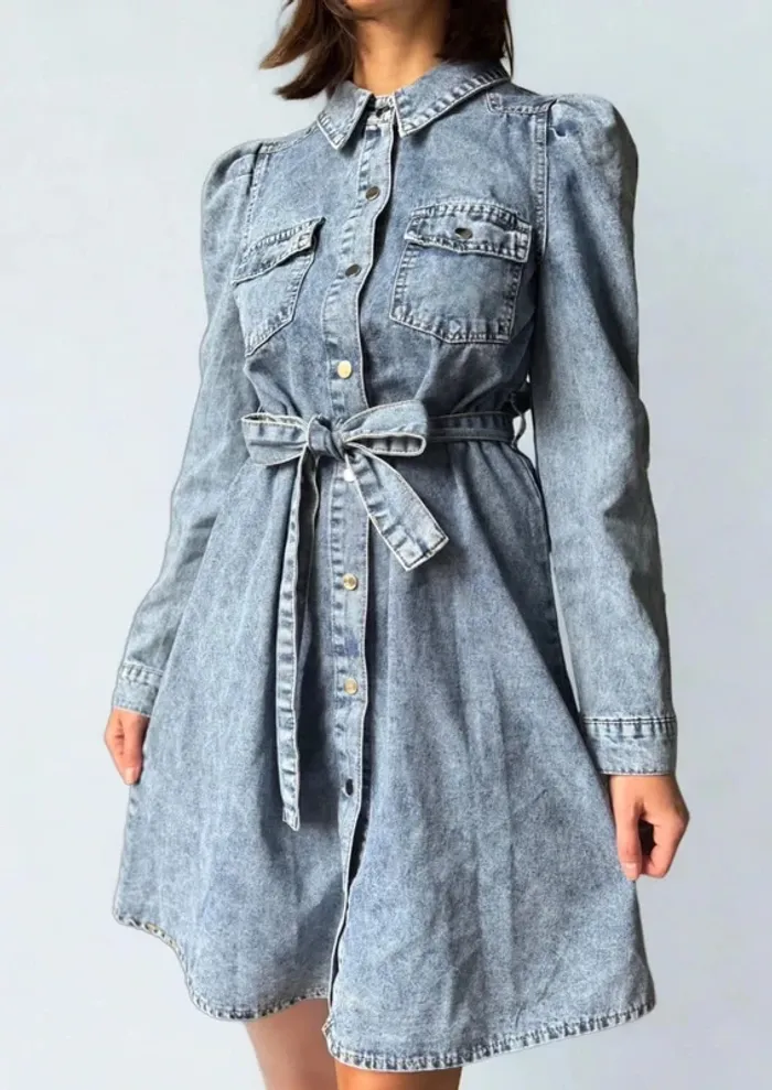 Robe chemise en Jean manches longues Denim Dress 2000s Vintage Size S