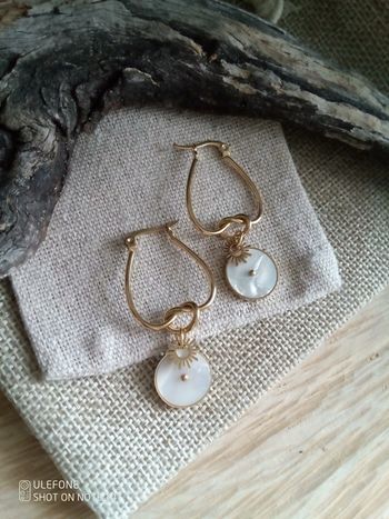 Boucles d'oreilles blanches et dorées