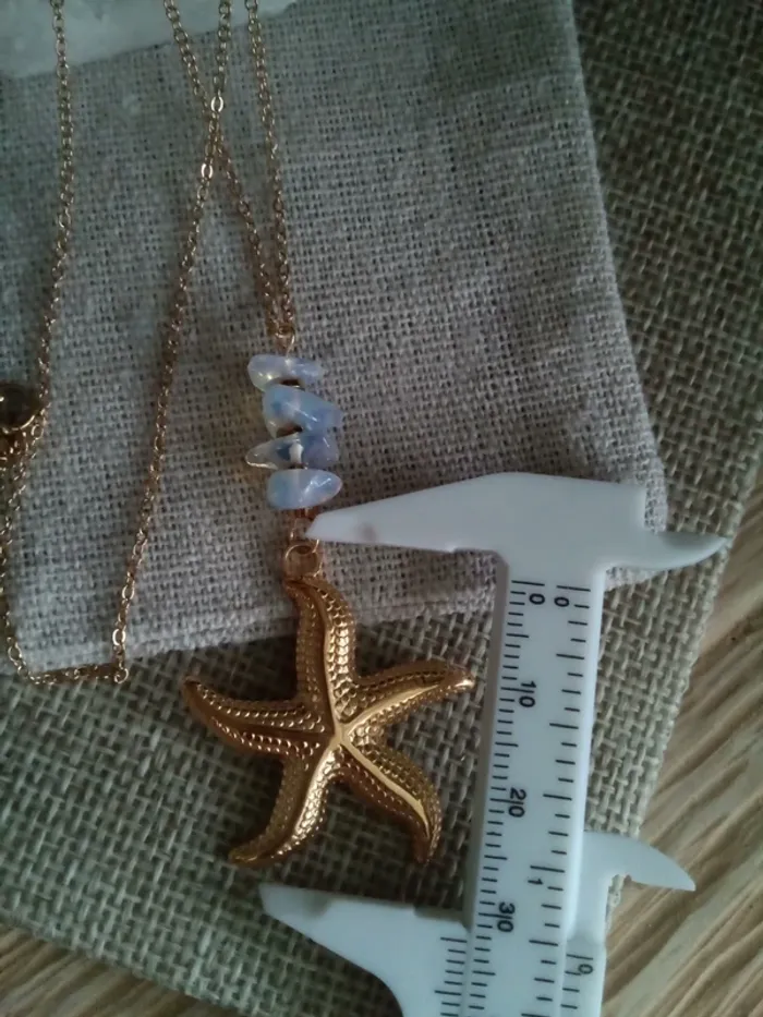 Collier étoile de mer et pierres opaline - photo numéro 3