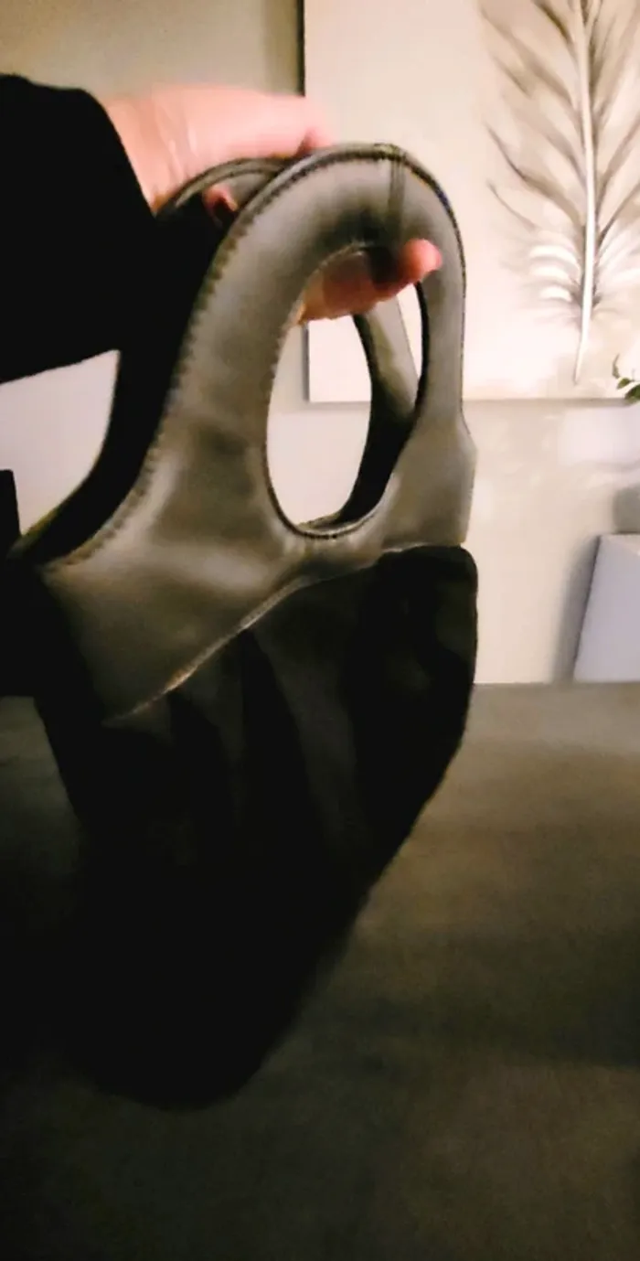 Sac suéde et cuir noir TeX neuf - photo numéro 4