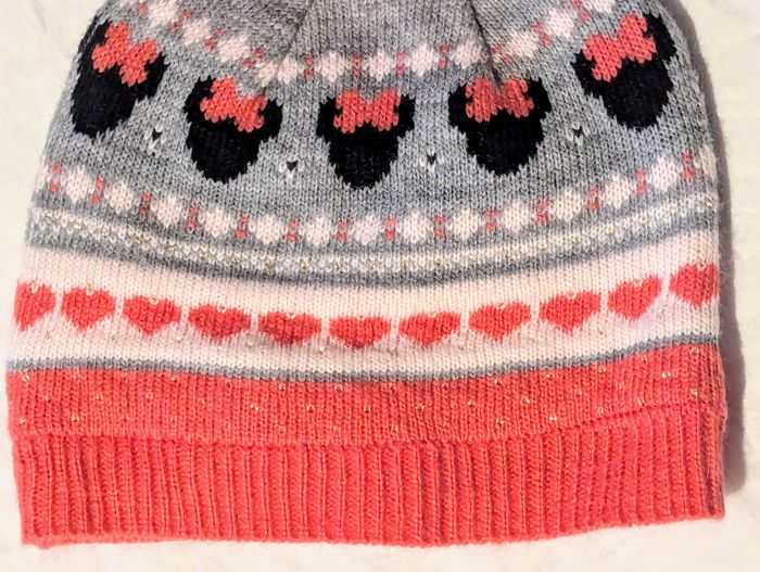 Bonnet Têtes Minnie Pompon Bandeau Inférieur Ligne Cœurs Vêtement Accessoire Petits Enfants Bébés - photo numéro 3