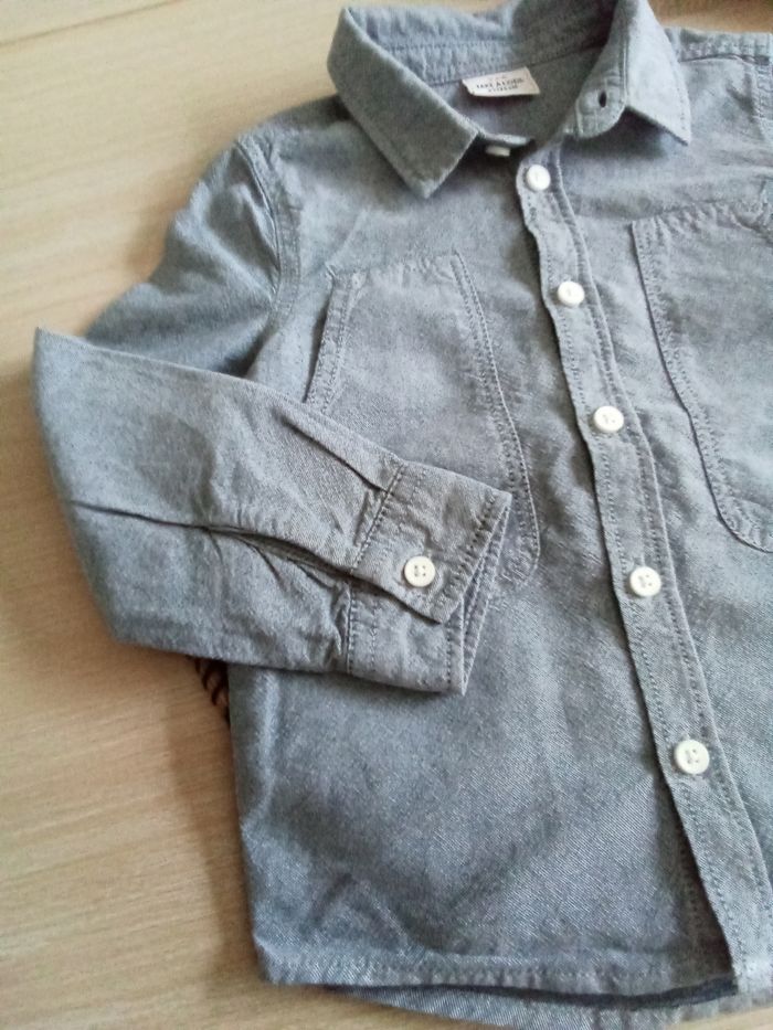 Chemise tons gris bleu TAO taille 2 ans - photo numéro 2