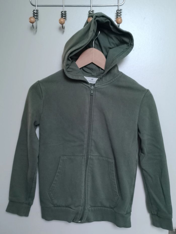 H&M sweat veste zippée capuche kaki