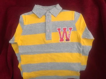 Polo BKL Wear 6 ans gris rayé jaune manches longues