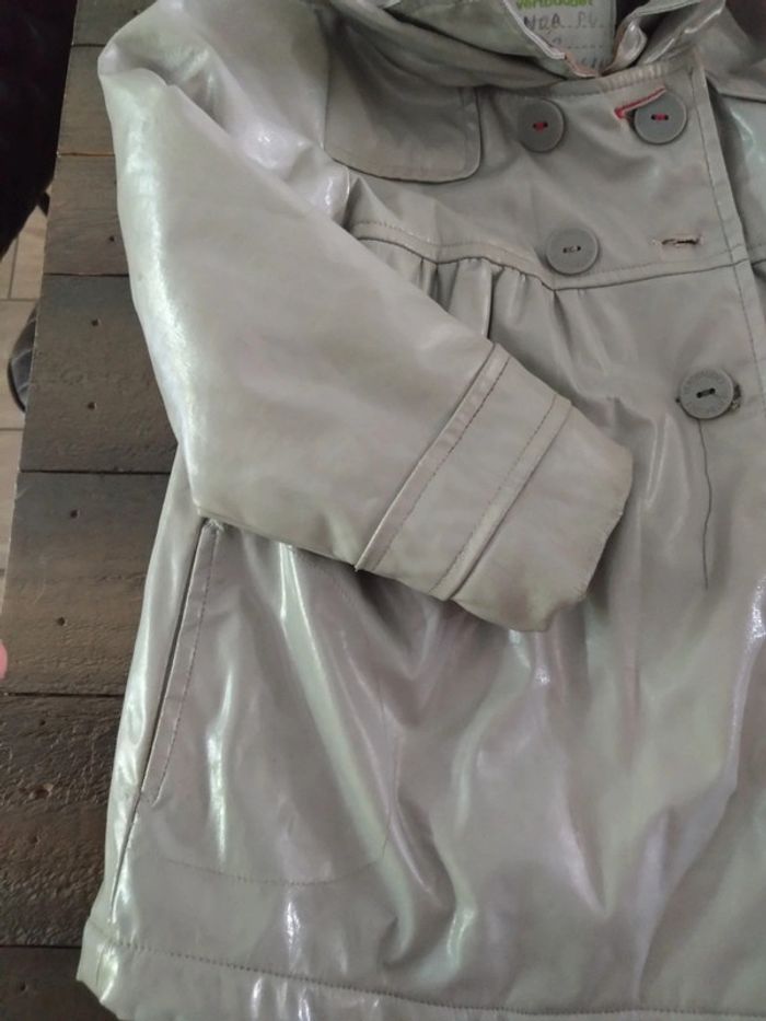 Verbaudet imperméable trench capuche ciré gris t 3 ans - photo numéro 2