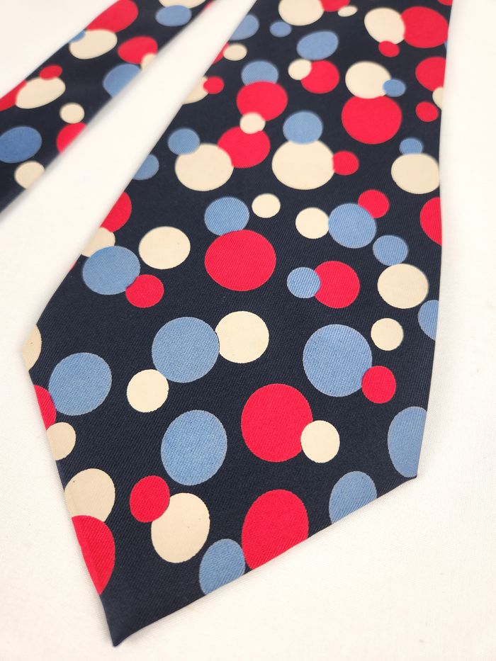 Cravate Edsor Kronen - 100% Soie à Pois - Bleu Marine & Multicolore - photo numéro 2