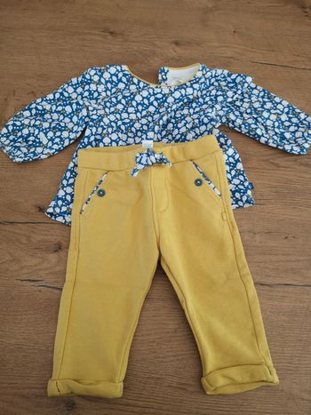 Ensemble Okaidi 12 mois jaune et bleu