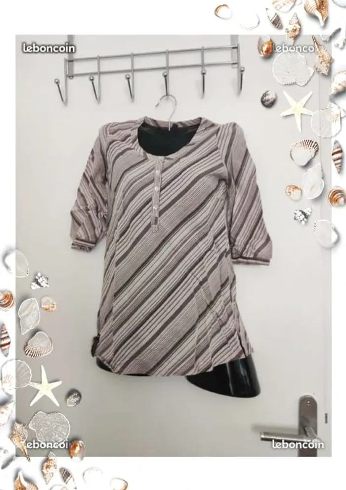 Tunique blouse rayée creeks rose 12 ans