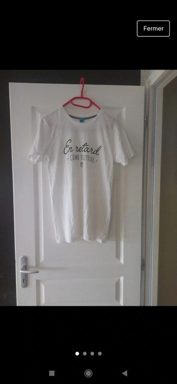 T shirt humoristique taille s blanc inscriptions en retard