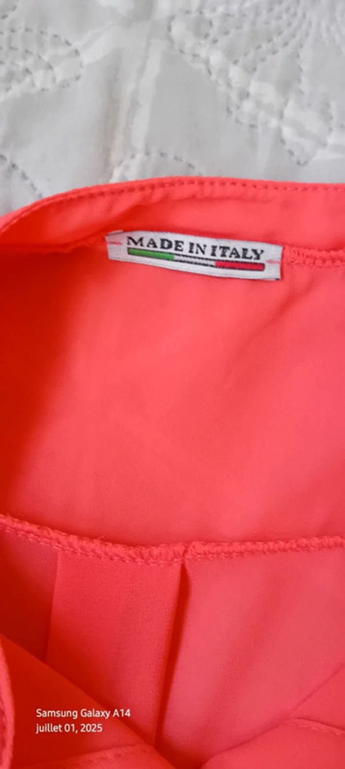 Blouse en voile sans manches assymetrique effet superposé corail femme xl made in italy - photo numéro 14