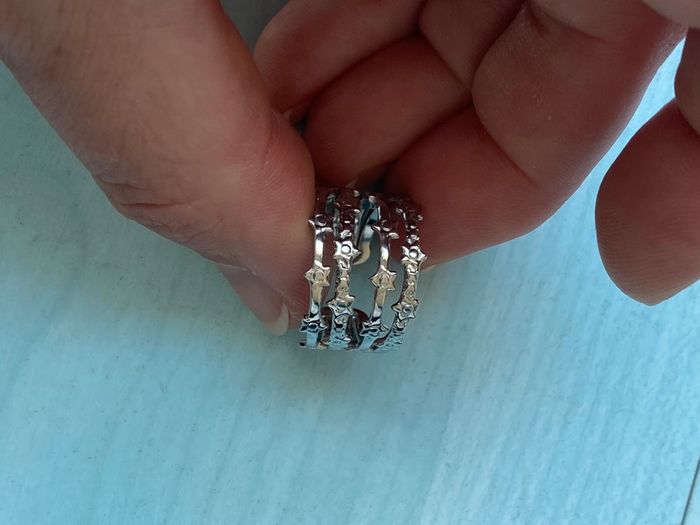 Bague réglable argenté motif étoile multirang