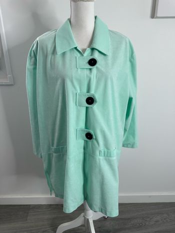 Cardigan trench oversize vert menthe Vintage T42 XL