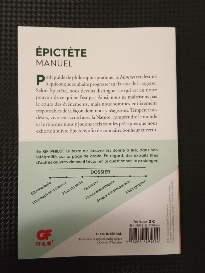Epictète, Manuel, GF Flammarion philo' - photo numéro 2