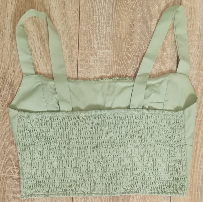 T. 36 (S) - Elégante Crop Top vert sauge - photo numéro 2