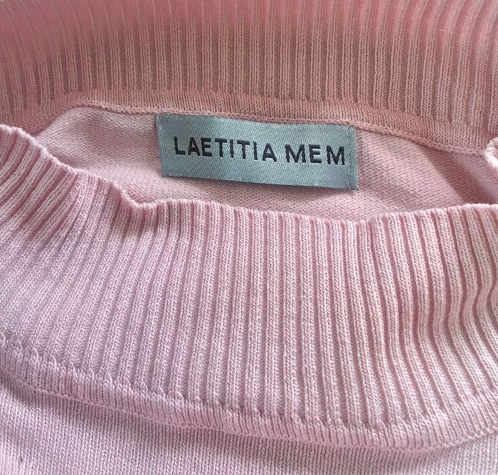 Haut rose femme taille L Laetitia Mem Manches longues Col montant Très bon état Chic et féminin - photo numéro 6