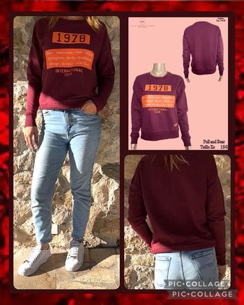 🍒 Sweat bordeaux “1978 International Tour” Pull & Bear – Taille Xs SOLDÉ -50% 🍒