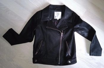 Blouson perfecto simili cuir noir Tex T. 5-6 ans NEUF