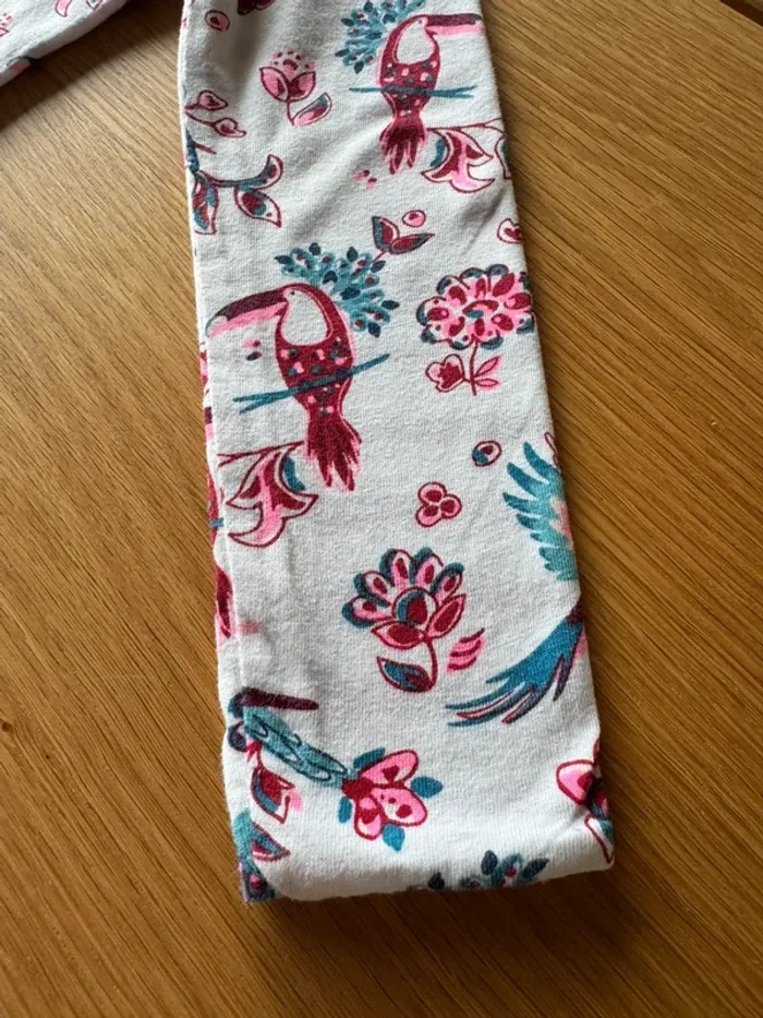 Teeshirt ML réversible un côté fond blanc oiseaux et fleurs, l’autre marinière - Taille 4 Ans - photo numéro 5