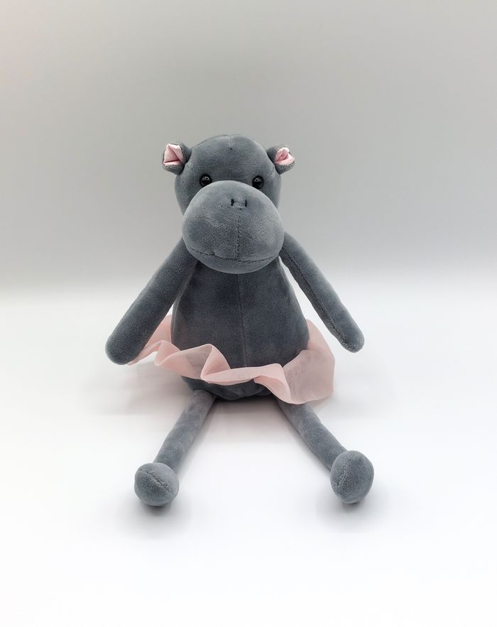 Peluche doudou hippopotame gris tutu rose JELLYCAT petit modèle 24 cm - photo numéro 1