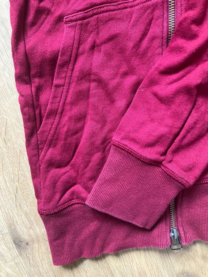 Pull à capuche avec zip Adidas rouge bordeaux homme/femme - photo numéro 6