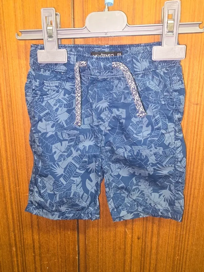 Short bébé garçon bleu imprimé tropical