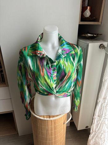Chemise satiné courte noué  imprimé taille S miss one