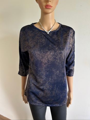 Blouse bleue marine et dorée Vila Joy taille S comme neuve