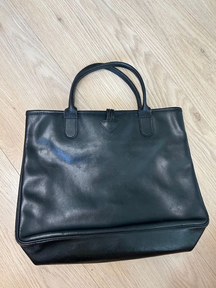 Sac à main Longchamp vintage en cuir noir - photo numéro 11