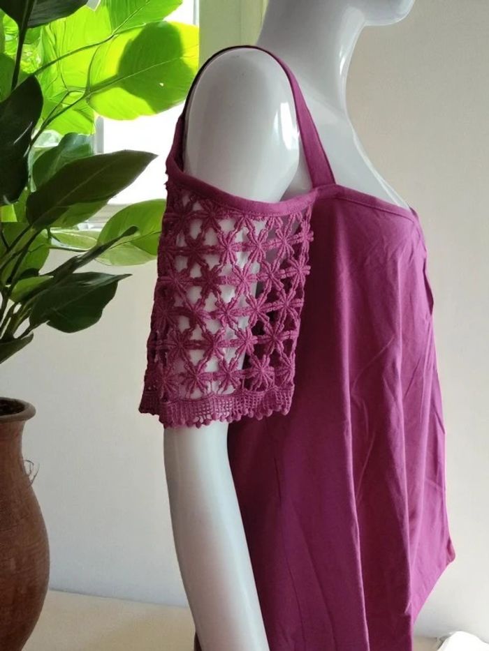 T-shirt macramé violine - photo numéro 3
