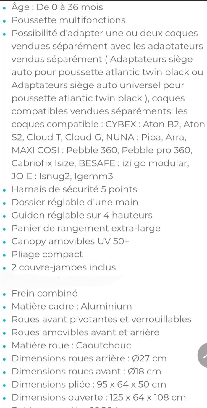 Poussette double atlantic twin - photo numéro 10