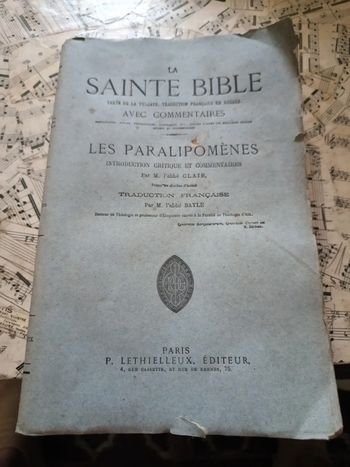 La Sainte Bible Les Paralipomènes édition Lethielleux 1883