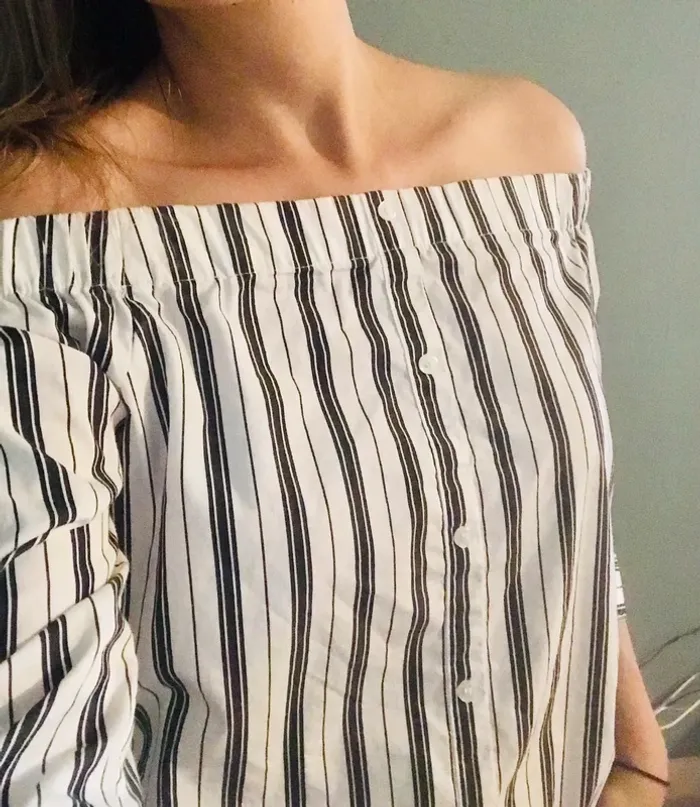 Blouse Rayée Épaules Dénudées 38 - photo numéro 3