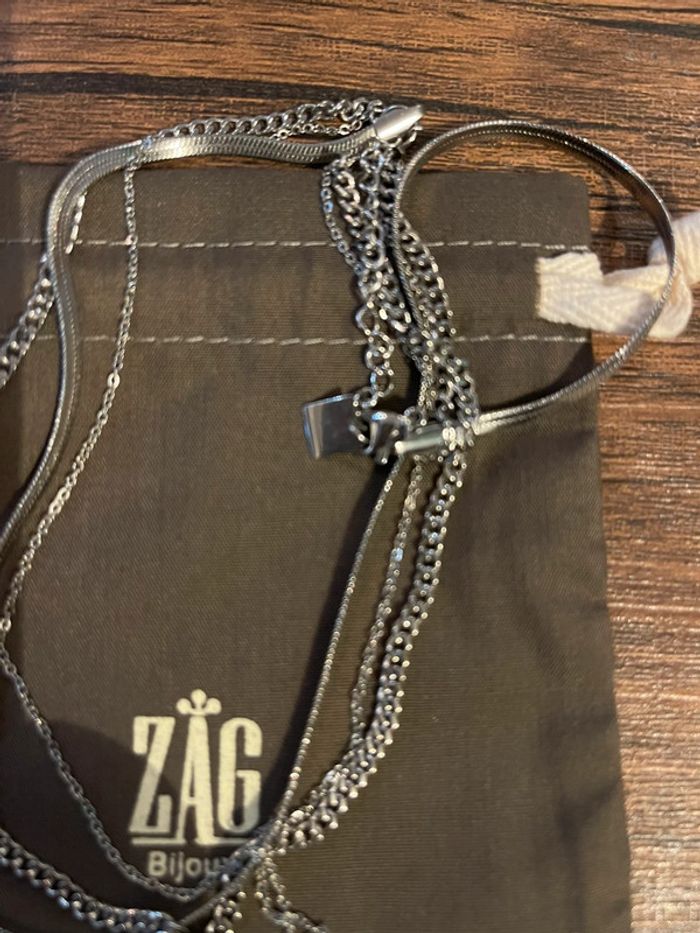 Collier Zag 3 chaînes argent - photo numéro 3