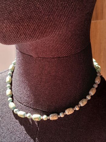 Collier bijoux été en perles bleues vertes