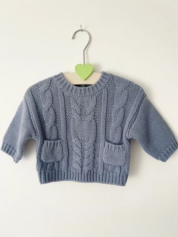 Pull bleu grisé neuf jamais porté boutchou taille 1 mois de chez Monoprix