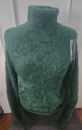 Pull col roulé vert sapin