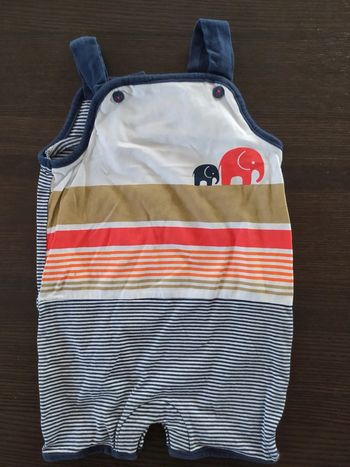 Body combinaison manche courte Obaibi 12 mois marinière maman et bébé éléphant