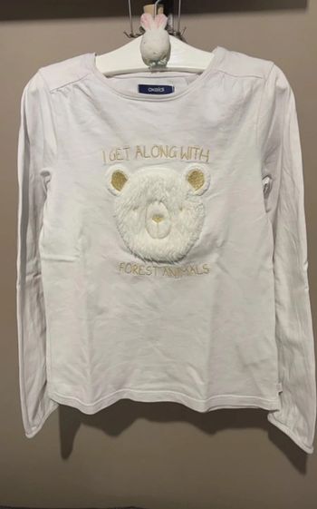 Tee-shirts  fille manche longue blanc 8 ans Okaïdi  très bon état