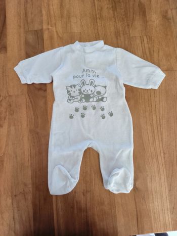 Pyjama mixte velours blanc 3mois