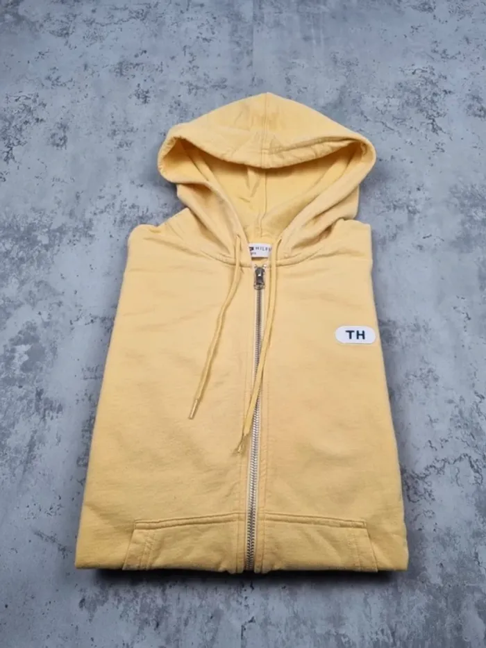 Sweat zippé à capuche Tommy Hilfiger jaune XL Femmes (mesures en photos) - photo numéro 2