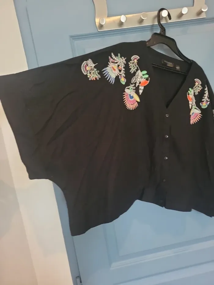 Chemise cropped Accessorize brodée taille S - photo numéro 3