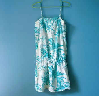 Robe Femme Oxbow 36 S palmier TBE vert blanc bretelles collection été