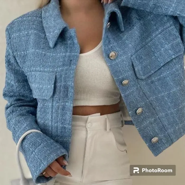 Zara Veste blazer tailleur cropped tweed taille M - photo numéro 5