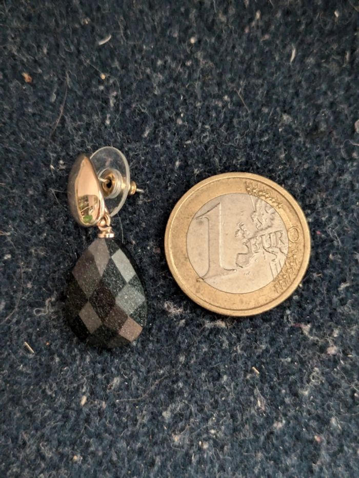 Petite boucles d'oreilles pendantes noires - photo numéro 2