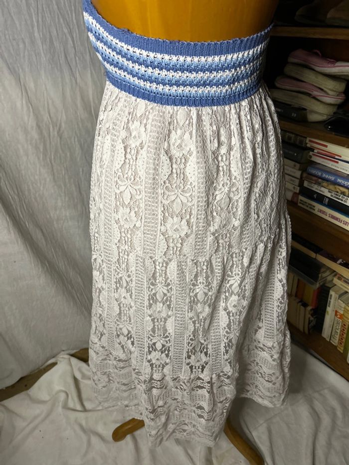 Robe maille dentelle bleu blanc - photo numéro 9