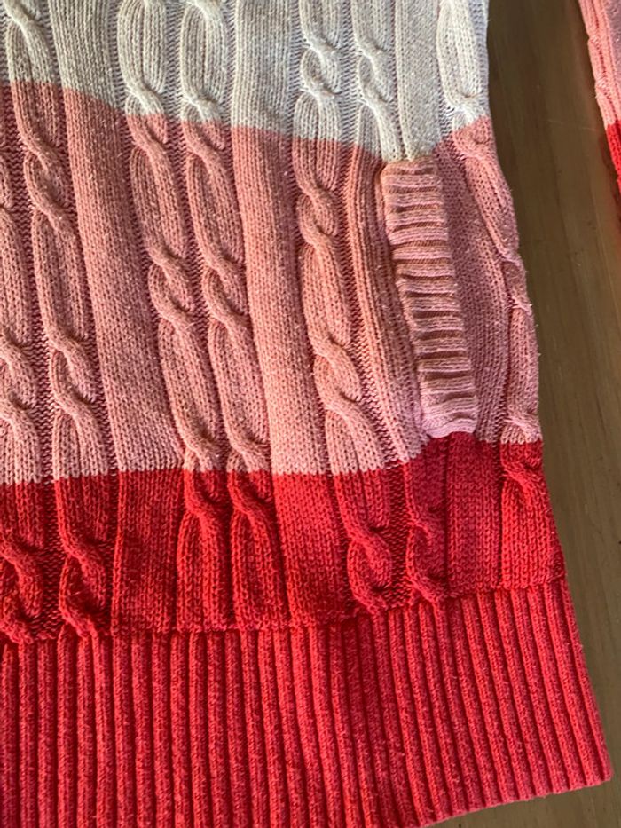 Pull maille avec tresses Tommy Hilfiger blanc rose avec capuche 12/14 ans - photo numéro 3