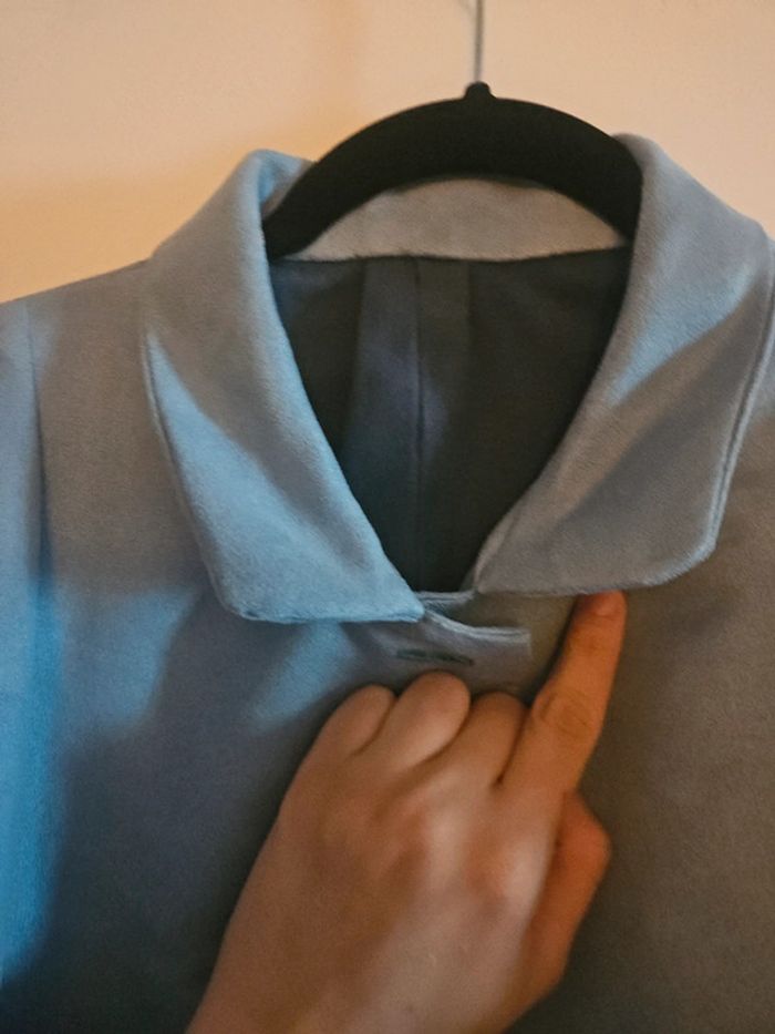 Veste / Blouson cousu main, style daim, bleu clair, taille M/L - photo numéro 6