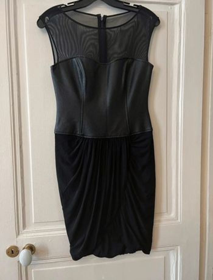 Robe sans manches simili-cuir et drapé taille 34 - BCBGmaxazria - photo numéro 6