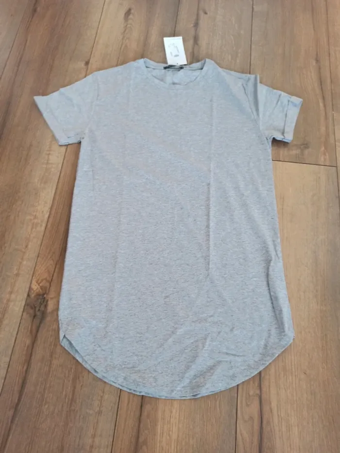 Tee shirt homme coton gris uni S
